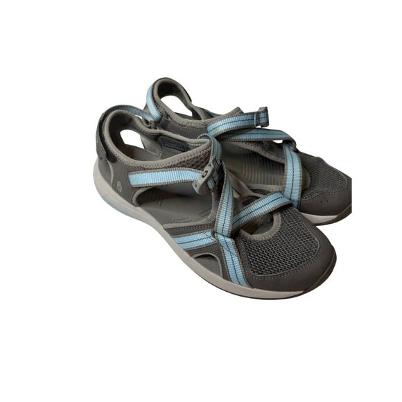 Teva Grey Blue Casual Sandals Size 9 ShockPad Comfort Adjustable Straps Open Toe - Picture 3 of 10